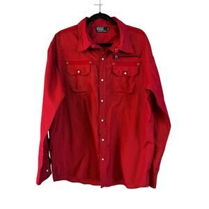 Rare VTG Polo Ralph Lauren Men’s Pearl Snap Long Sleeve Shirt Red Checkered